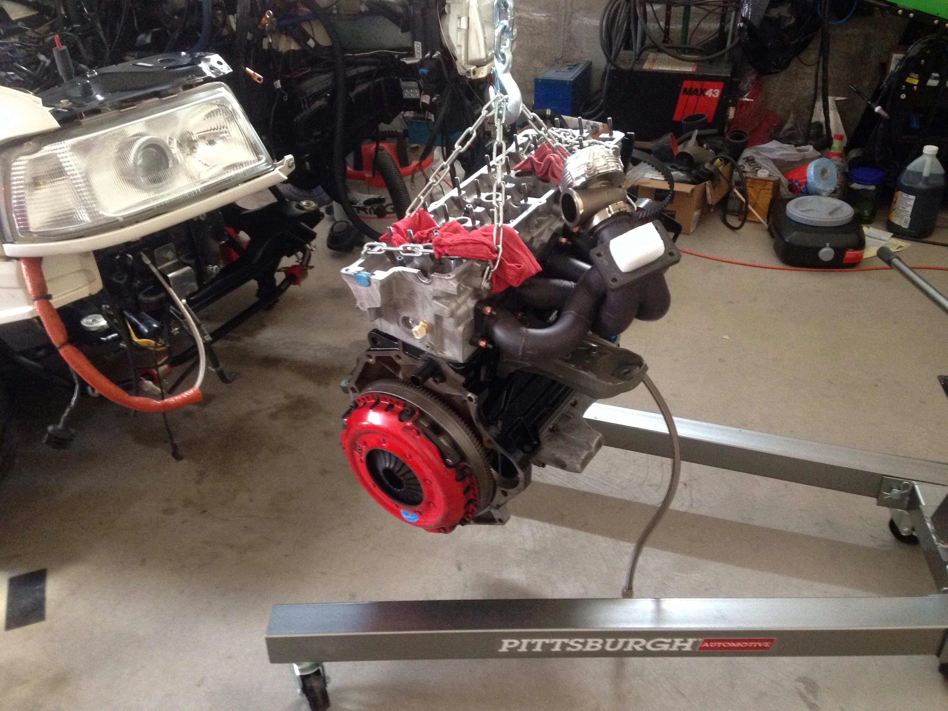 Engine completely reassembled and ready to go back in